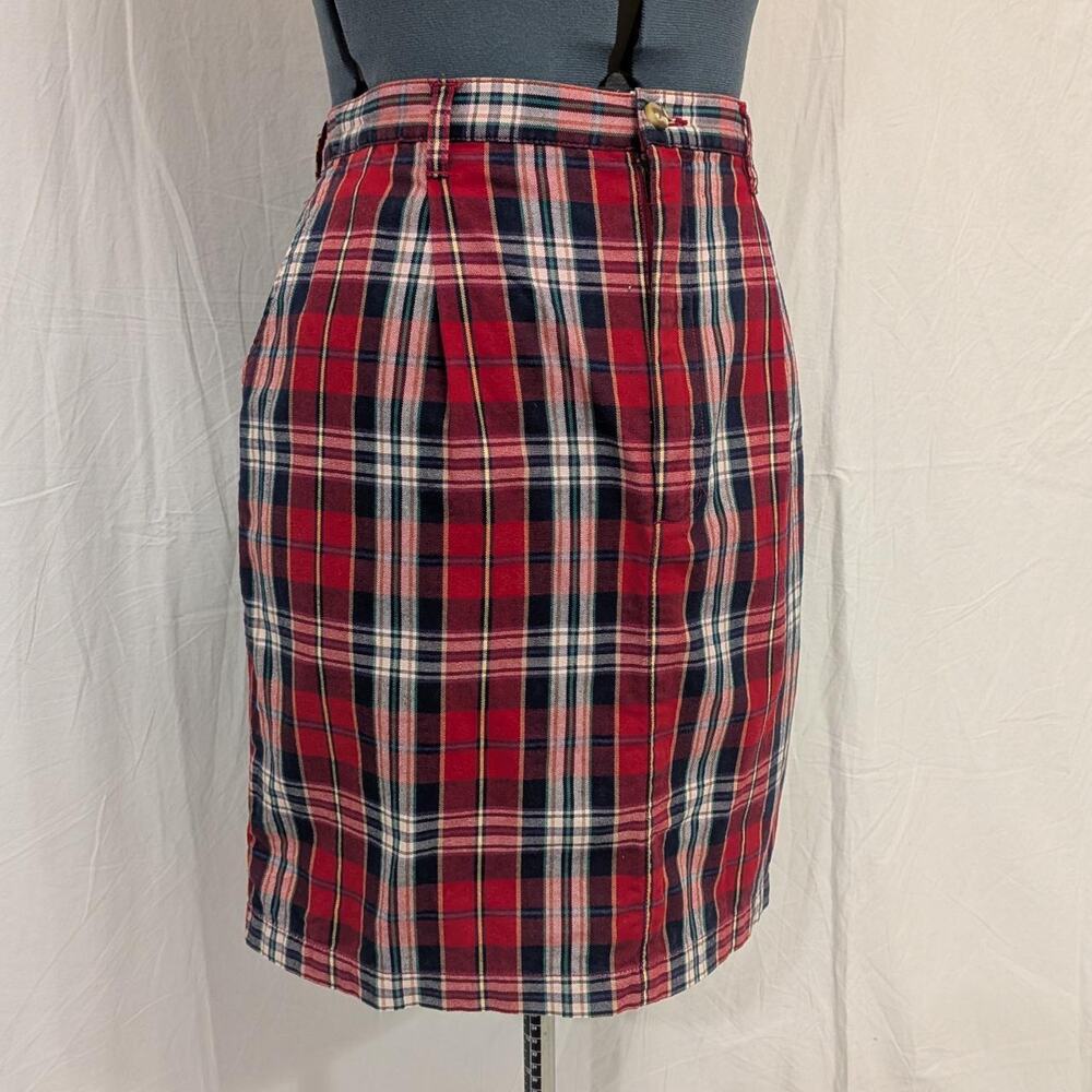 Vintage Eddie Bauer 100% cotton red plaid mini skirt, size 14